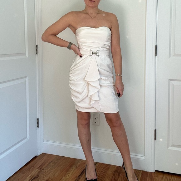 100% Silk Crepe Designer Mini Cocktail Dress - Picture 2 of 12